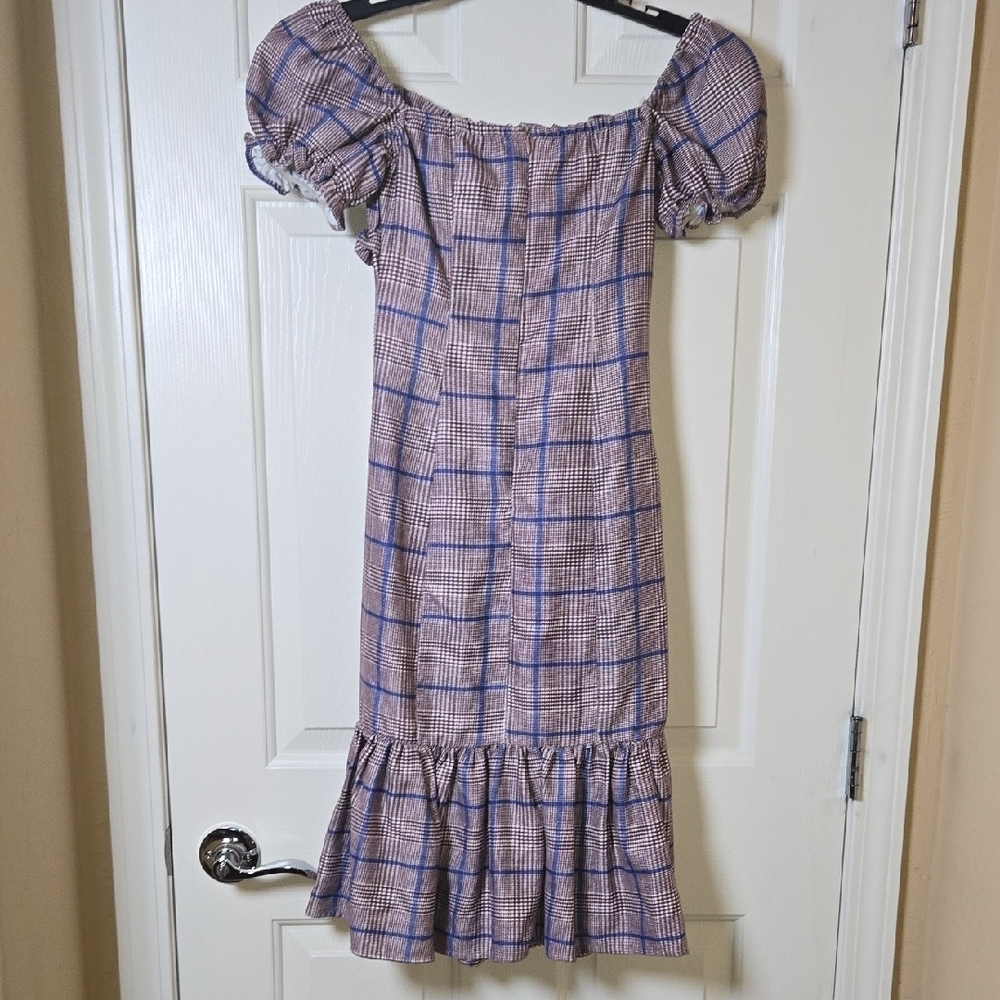 Y.SWAG SMALL & CLEVER Lil Off-Shoulder Midi Dress Naughty or Nice Plaid Flirty - Picture 10 of 10
